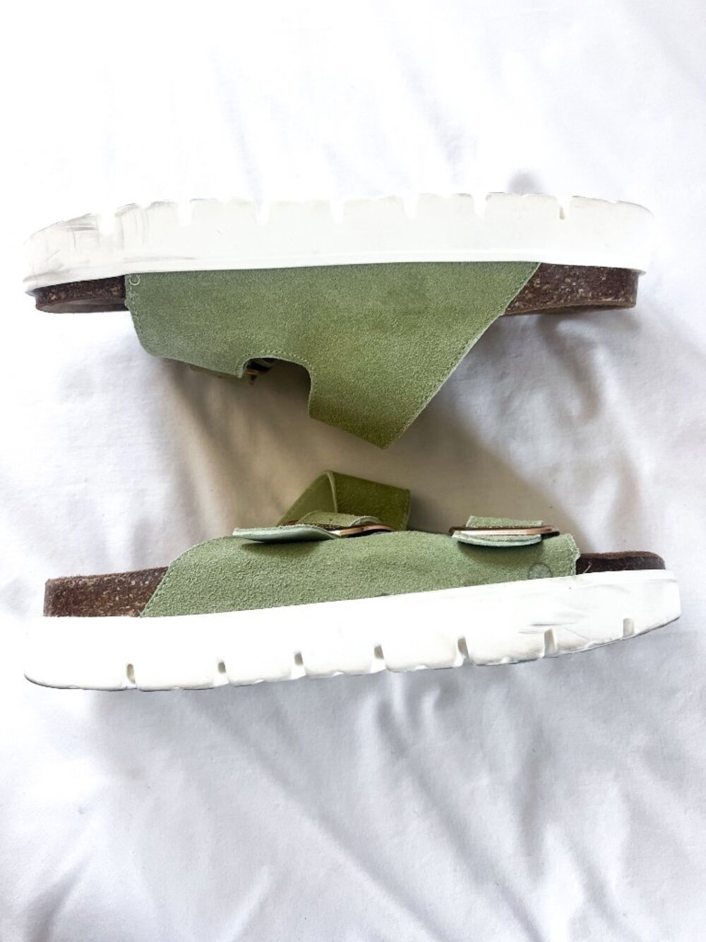 Project Cloud Memory Foam Greece Chunky Slip on Sandals Size 10 Sage Suede - Picture 4 of 9